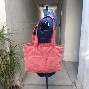 Orange courduroy shoulder bag